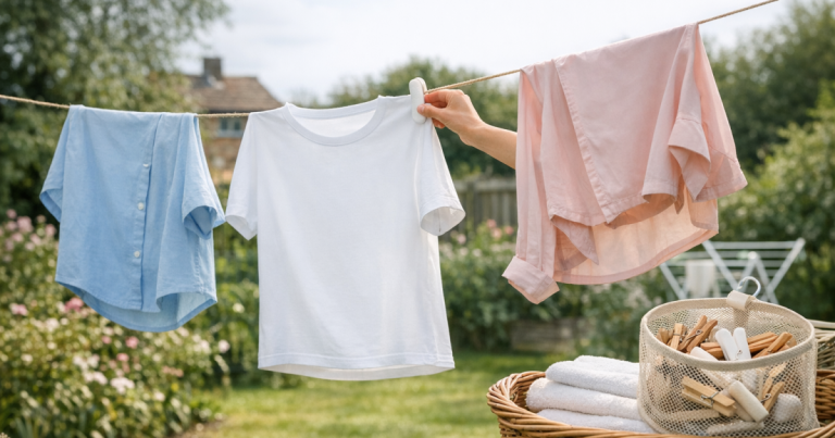 hang shirts on a clothesline