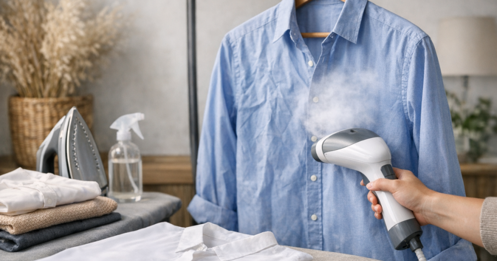 steam creased clothes