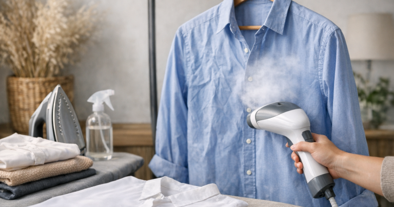 steam creased clothes
