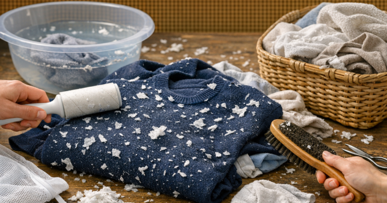 washed tissue on clothes
