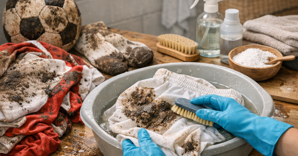 remove mud from football kits